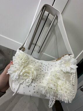 Bridal Bachelorette White Floral Embellished Bag Pearls Rhinestones Amazon DIY